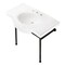 Fauceture 37" Ceramic Console Sink with Stainless Steel Legs, White/Matte Black VPB28140W8MB - alternate 1